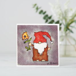 Blume Tomte Aquarell Grußkarte Karte