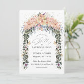 Blume Tor Premium in Weißrosa Einladung (Stehend Vorderseite)