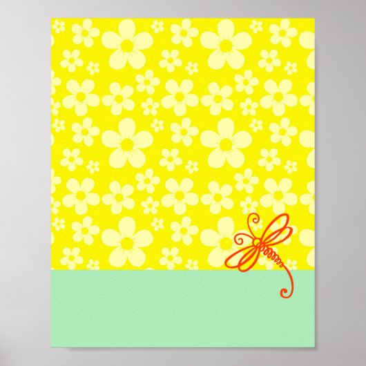 Blume Touch der grünen Libellenkunst Poster (Vorne)