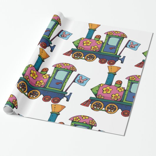 Blume Train Geschenkpapier (Ungerollt)