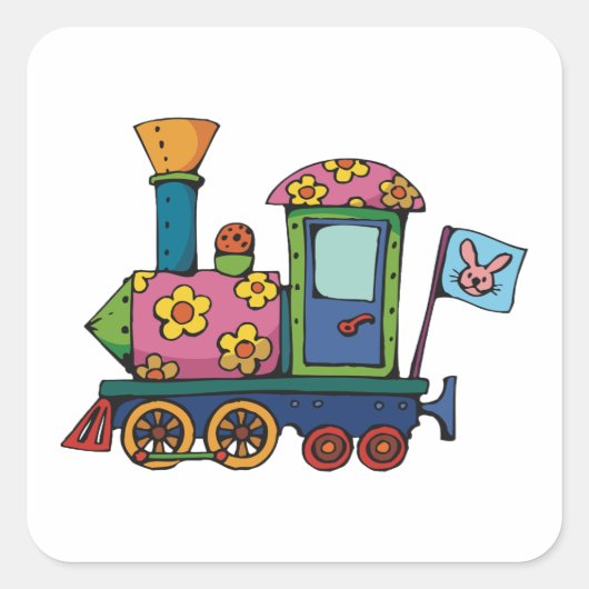 Blume Train Quadratischer Aufkleber (Vorderseite)