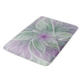 Blume Traum, Abstraktes Lila Grünes Fraktal Kunst Badematte (Schrägansicht)