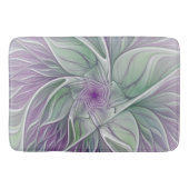 Blume Traum, Abstraktes Lila Grünes Fraktal Kunst Badematte (Vorderseite)