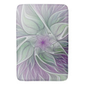 Blume Traum, Abstraktes Lila Grünes Fraktal Kunst Badematte (Vorderseite Vertikal)
