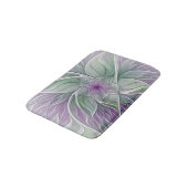 Blume Traum, Abstraktes Lila Grünes Fraktal Kunst Badematte (Schrägansicht)