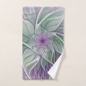 Blume Traum, Abstraktes Lila Grünes Fraktal Kunst Badhandtuch Set (Handtuch)