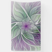 Blume Traum, Abstraktes Lila Grünes Fraktal Kunst Banner (Vertikal)