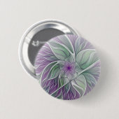 Blume Traum, Abstraktes Lila Grünes Fraktal Kunst Button (Vorne & Hinten)