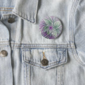 Blume Traum, Abstraktes Lila Grünes Fraktal Kunst Button (Beispiel)