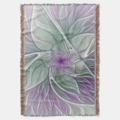 Blume Traum, Abstraktes Lila Grünes Fraktal Kunst Decke (Vorderseite Vertikal)