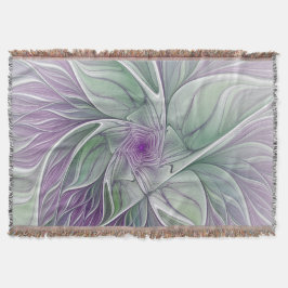 Blume Traum, Abstraktes Lila Grünes Fraktal Kunst Decke