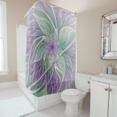 Blume Traum, Abstraktes Lila Grünes Fraktal Kunst Duschvorhang (Beispiel)