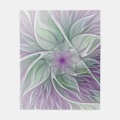 Blume Traum, Abstraktes Lila Grünes Fraktal Kunst Fleecedecke (Vorderseite)