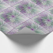 Blume Traum, Abstraktes Lila Grünes Fraktal Kunst Geschenkpapier (Ecke)