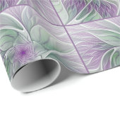 Blume Traum, Abstraktes Lila Grünes Fraktal Kunst Geschenkpapier (Rolleneckpunkt)
