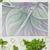 Blume Traum, Abstraktes Lila Grünes Fraktal Kunst Geschirrtuch (Gefaltet)