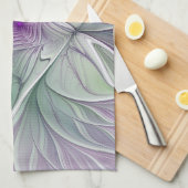 Blume Traum, Abstraktes Lila Grünes Fraktal Kunst Geschirrtuch (Viertel Falte)