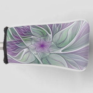 Blume Traum, Abstraktes Lila Grünes Fraktal Kunst Golf Headcover
