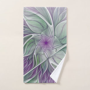 Blume Traum, Abstraktes Lila Grünes Fraktal Kunst Handtuch