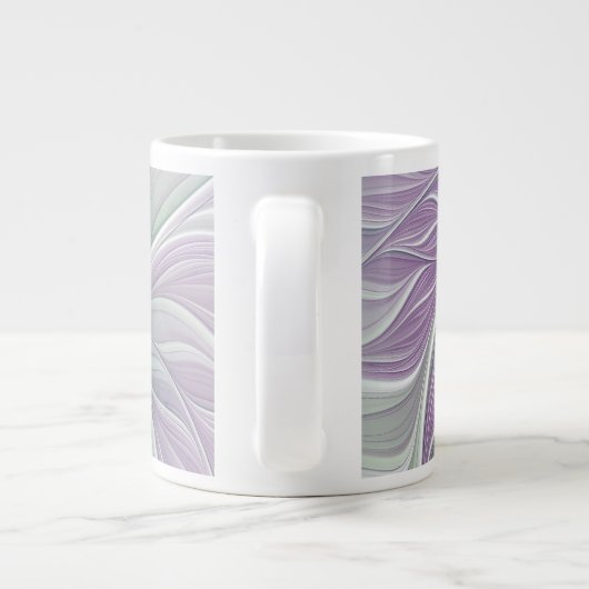 Blume Traum, Abstraktes Lila Grünes Fraktal Kunst Jumbo-Tasse (Rückseite)