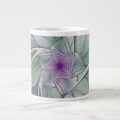Blume Traum, Abstraktes Lila Grünes Fraktal Kunst Jumbo-Tasse (Vorderseite)