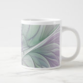 Blume Traum, Abstraktes Lila Grünes Fraktal Kunst Jumbo-Tasse (Rechts)