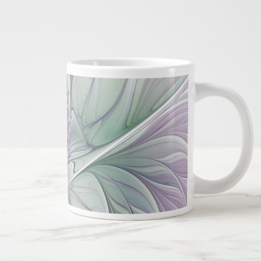 Blume Traum, Abstraktes Lila Grünes Fraktal Kunst Jumbo-Tasse (Rechts)