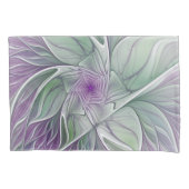 Blume Traum, Abstraktes Lila Grünes Fraktal Kunst Kissenbezug (Vorderseite)