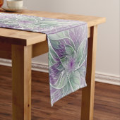 Blume Traum, Abstraktes Lila Grünes Fraktal Kunst Kurzer Tischläufer (Beispiel)