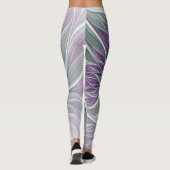 Blume Traum, Abstraktes Lila Grünes Fraktal Kunst Leggings (Rückseite)