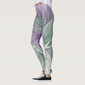 Blume Traum, Abstraktes Lila Grünes Fraktal Kunst Leggings (Links)