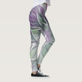 Blume Traum, Abstraktes Lila Grünes Fraktal Kunst Leggings (Rechts)