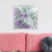 Blume Traum, Abstraktes Lila Grünes Fraktal Kunst Leinwanddruck (Insitu (Wohnzimmer))