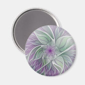 Blume Traum, Abstraktes Lila Grünes Fraktal Kunst Magnet (Vorderseite/Rückseite)