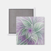 Blume Traum, Abstraktes Lila Grünes Fraktal Kunst Magnet (Vorderseite/Rückseite)