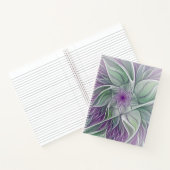 Blume Traum, Abstraktes Lila Grünes Fraktal Kunst Notizblock (Innenseite)