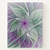 Blume Traum, Abstraktes Lila Grünes Fraktal Kunst Notizblock (Rückseite)