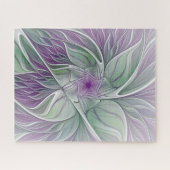 Blume Traum, Abstraktes Lila Grünes Fraktal Kunst Puzzle (Horizontal)