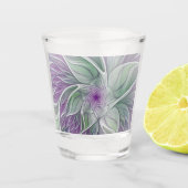 Blume Traum, Abstraktes Lila Grünes Fraktal Kunst Schnapsglas (Vorderseite)