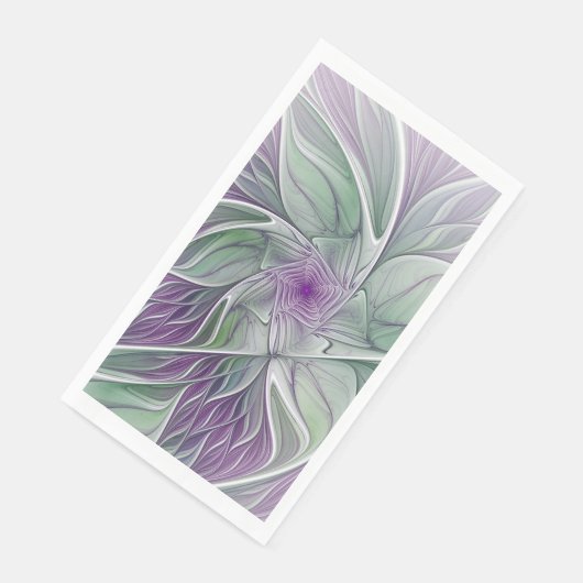 Blume Traum, Abstraktes Lila Grünes Fraktal Kunst Serviette (Ecke)