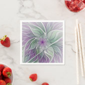 Blume Traum, Abstraktes Lila Grünes Fraktal Kunst Serviette (Beispiel)