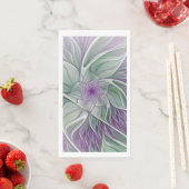 Blume Traum, Abstraktes Lila Grünes Fraktal Kunst Serviette (Beispiel)