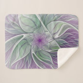 Blume Traum, Abstraktes Lila Grünes Fraktal Kunst Sherpadecke (Vorderseite (Horizontal))