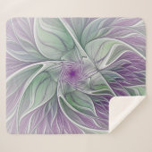 Blume Traum, Abstraktes Lila Grünes Fraktal Kunst Sherpadecke (Vorderseite (Horizontal))