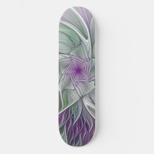 Blume Traum, Abstraktes Lila Grünes Fraktal Kunst Skateboard