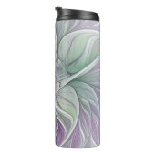 Blume Traum, Abstraktes Lila Grünes Fraktal Kunst Thermosbecher (Nach rechts gedreht)