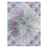 Blume Traum, Abstraktes Lila Grünes Fraktal Kunst Tischdecke (Vorderseite)