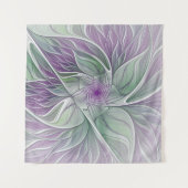 Blume Traum, Abstraktes Lila Grünes Fraktal Kunst Wandteppich (Vorderseite (Horizontal))