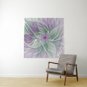 Blume Traum, Abstraktes Lila Grünes Fraktal Kunst Wandteppich (Beispiel (Horizontal))