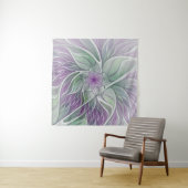 Blume Traum, Abstraktes Lila Grünes Fraktal Kunst Wandteppich (Beispiel)